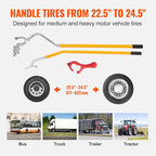 Steel Tire Mount Demount Tool 22.5" to 24.5" Semi Tire Changing Tool with Extra Bead Holder, Tubeless Truck Bead Breaker Manual Tire Changing Tools for Car Repairing (Yellow)