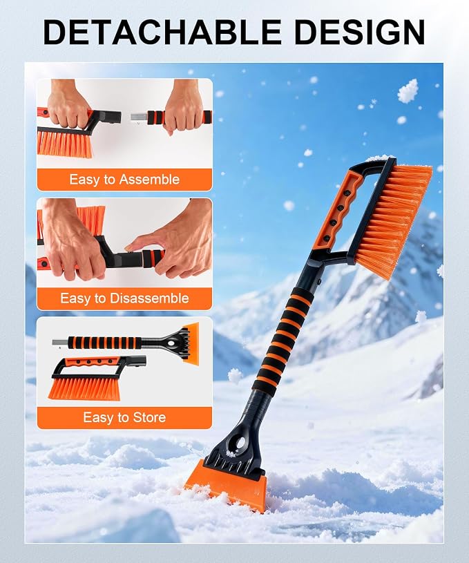 Ice Scraper and Snow Brush for Car Windshield, Snow Scraper for Car, Snow Winter Car Necessities, Multi Functional Car Snow Removal Tools, Car Accessories Gift for Women and Man (Enhanced)