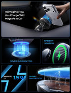 15W MagSafe Car Mount Charger,[Carbon Fiber] Magnetic Wireless Car Charger, Dashboard & Air Vent Car Phone Mounts, Magnetic Phone Holder for Car Mount for iPhone 17/16/15/14/13/12, Samsung Pixel | Carbon Fiber 15W Magsafe Car Mount Charger, 2 in...