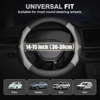 Car Steering Wheel Cover, Microfiber Leather Steering Wheel Covers with Anti-Slip Lining, Breathable Elastic Car Steering Wheel Protector, Universal Standard Size 14-15 inch