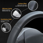 Carbon Fiber Leather Steering Wheel Cover for Tesla Model 3/Y 2016-2025 2026 Juniper/Highland, Non-Slip Breathable Steering Wheel Protector for Tesla Model 3/Y Accessories 2026