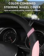 D-Shaped Flat Bottom Steering Wheel Cover for Women Girl - Stylish Car Accessory Non-Slip Car Interior Accessories (Pink)