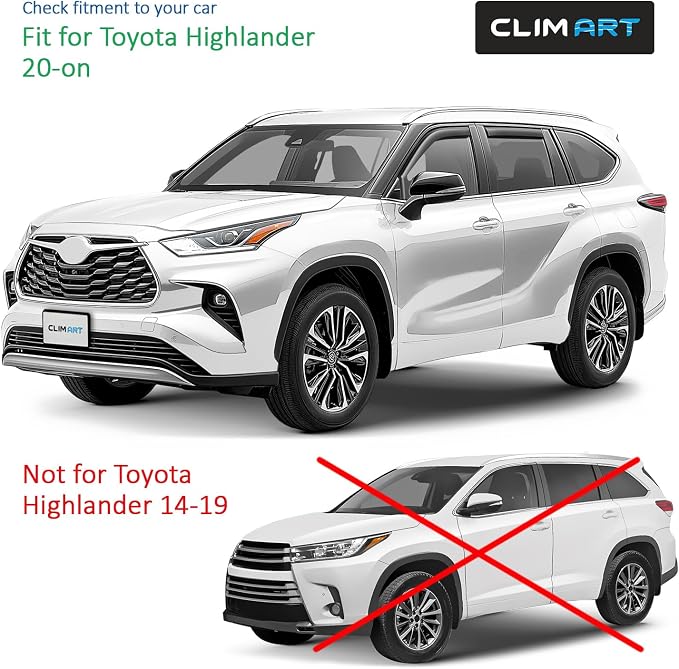 in-Channel Incredibly Durable Rain Guards for Toyota Highlander 2020-2026, Original Window Deflectors, Vent Window Visors, Vent Deflector, 4 pcs. - 620143