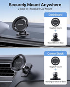 Latest Upgrade for MagSafe Car Mount [33+LBS Strong Suction & 2200gf Magnetic] Small Phone Holders for Your Car Dashboard, 360° Adjustable Car Phone Holder Mount for iPhone Garmin GPS