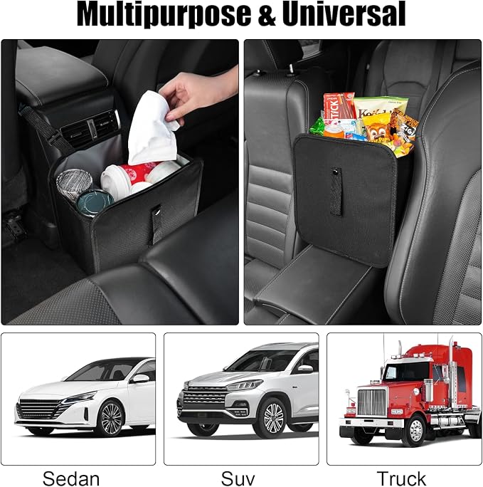 Foldable Trash Can, Collapsible Garbage Bag for Car, Hanging Waterproof Leakproof Storage Bag, Automotive Interior Accessories, Multifunctional (2 Gallon)