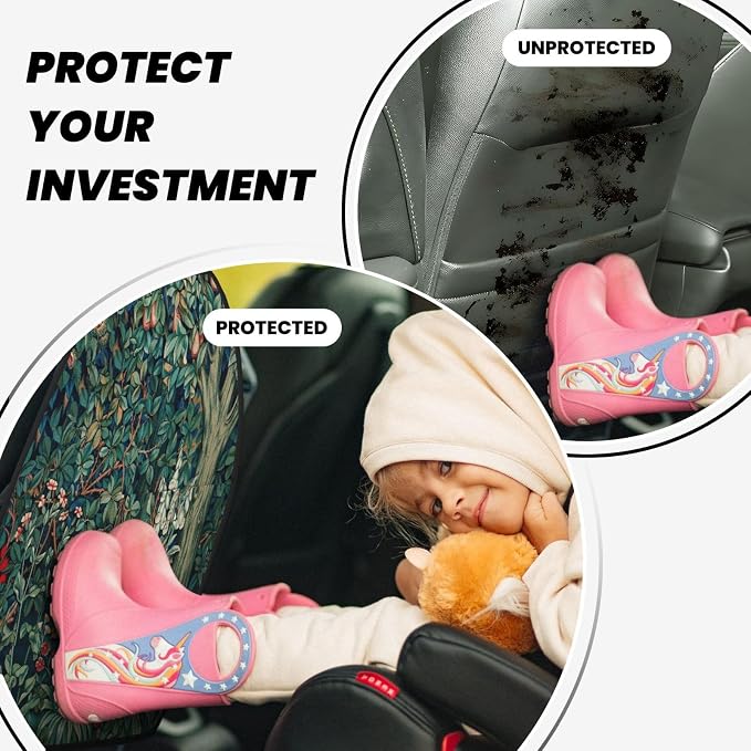 William Morris Forest Rabbit Hares Blue Green Floral Car Seat Back Kick Protectors Kick Mats With Storage Pockets For Vehicles To Protect From Dirt Mud Scratches 2 Pack