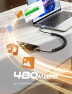 Coiled USB C Cable, 2 Pack for Android Auto & CarPlay Cable, Short USB A to USB C Cable C Gifts for Men Women ompatible with iPhone 17/16/15, Samsung Galaxy S25/S24/S23 A15/A14, Space Black 4FT