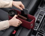 Car Seat Gap Filler Organizer with Cup Holder, Premium Leather Seat Gap Filler, Anti-Drop Car Seat Gap Organizer for Phone, Keys & Wallet, Universal Front Seat Console Organizer for Car, SUV & Truck