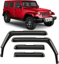 Voron Glass in-Channel Extra Durable Rain Guards for Jeep Wrangler JK 2007-2018, Window Deflectors, Vent Window Visors, 4 Pieces - 220246