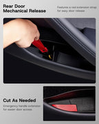 2026 Upgrade Door Side Storage Box for Tesla Model Y Juniper, [Rear Door Emergency Pull Cord & Waterproof & Dustproof] 1:1 Fit Door Pocket Organizer for Tesla Model Y Accessories 2025 2026