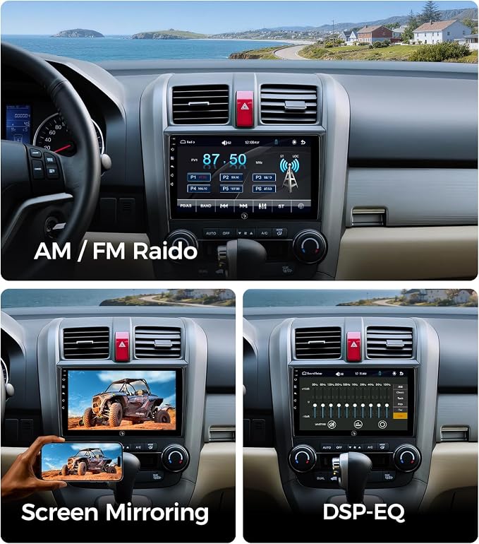 QLED Linux Car Stereo Radio for Honda CRV 2007-2011 Fast Boot Wireless CarPlay & Android Auto, Bluetooth AM/FM SWC Plug and Play