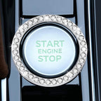 2 PCS Crystal Rhinestone Car Engine Start Stop Decoration Ring, Bling Car Interior Accessories for Women, Push to Start Button Cover Sticker, Automotive Decals, White