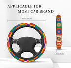 Abstract Groovy Flowers Steering Wheel Covers Universal 15 Inch Car Wheel Cover,Anti-Slip Breathable Car Accessories Protector Fit for Trucks,Sedans,SUVs,Vans