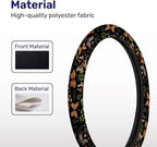 Dark Botanical Moth Steering Wheel Cover, Polyester Non-Slip Car Wheel Grip, Universal 15 Inch Auto Accessory