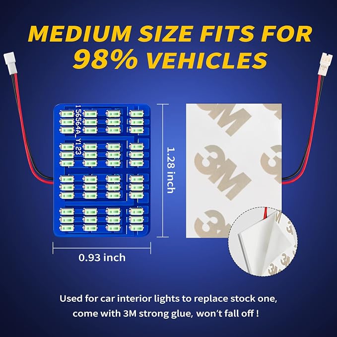 Car Interior LED Lights Accessories with 194 168 T10 / BA9S / DE3175 6418 211-2 578 Festoon Adapters, 48-SMD Panel Lamps for Dome Map Door Trunk Courtesy License Plate Lights (Ice Blue)