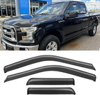 Side Window Visors Rain Guards Vent Deflectors for 2015-2025 Ford F150 Super Cab 2017-2025 F250/350 Super Duty SuperCab Rain Guards Sun Shade Dark Smoke 4PCS 94974