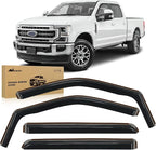 in-Channel Window Visors for Ford F250 F350 F450 F550 Super Duty Crew Cab 2017–2022, Inside Mount Rain Guards, Smoke Tinted Window Deflectors, Wind & Rain Protection, 4PCS
