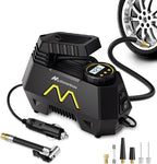 Tire Inflator Portable Air Compressor, Air Pump for Car Tires, 9.84Ft Cord-12V DC-Powered Auto Pump with Digital Pressure Gauge, LED Light-Car Accessories for Car, Motorcycles, Bicycle, Ball, Balloons