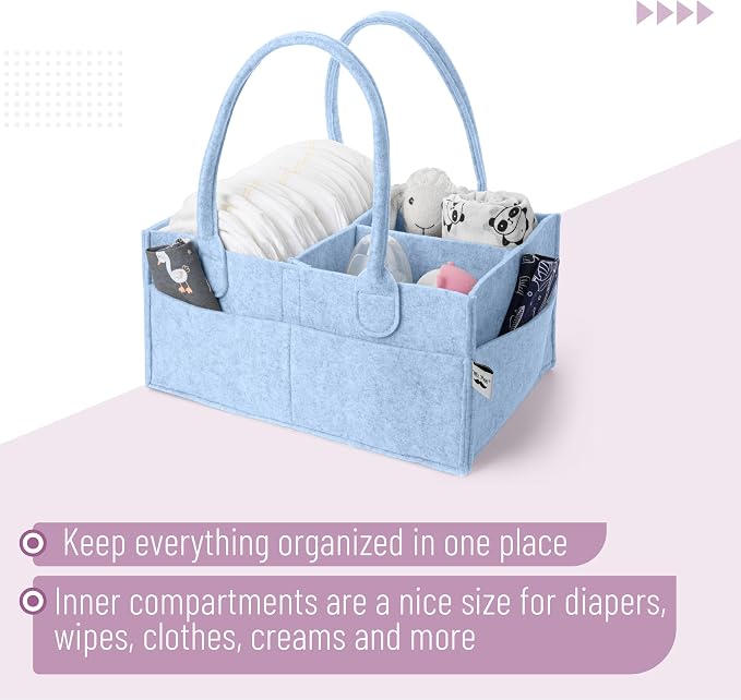 Mr. Pen- Baby Diaper Caddy Organizer, Sky Bliss | Nursery Storage Bin and Car Organizer for Diapers and Baby Wipes