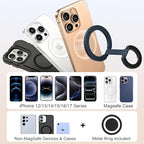 Magnetic Phone Ring for MagSafe Dual-Sided Magnetic Phone Grip Magnet Phone Stand Grip Compatible with iPhone 17/16/15/14/13 Pro Max Plus Mag Safe Accessory for Car Mounts (Blue)
