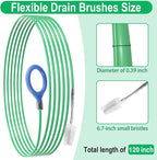 Auto Sunroof Drain Cleaning Tool, 120 Inch Flexible Tube Cleaning Brush with Pipe Cleaning Brush, Injector Hose, and Injector Soft Drain Brush, Car Sunroof Cleaner for Drains, Sewers, Windshields