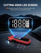 Digital Tire Pressure Gauge 3-300PSI Calibrated to ANSI B40.7 Grade 2A (0.5%), Backlight and Flashlight, Presta Valve Adaptor Included, 4 Units, AAA Batteries, Red, 2Pack