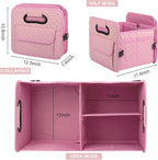 Car Trunk Organizer for SUV, Car Storage Organizer Collapsible Multi Compartment Container Box, Adjustable Car Accessories for Women/Men, Pink