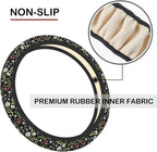 Garden Plants Floral Elastic Steering Wheel Cover, Non-Slip Breathable Neoprene Steering Wheel Covers, Women Car Accessories, Universal 15 Inch Fit Auto, Suvs, Truck