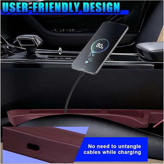 2PCS Car Seat Gap Filler Organizer, Multifunctional Car Gap Stopper Between Seat & Console Prevent Things Drop, Universal Vehicle Interior Phone Holder Accessories for SUVs Trucks (Red)