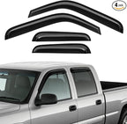 Rain Guards Fit for 1999-2006 Chevy Silverado/GMC Sierra 1500/2500/2500HD Extended Cab, Tape-On Extra Durable Side Window Sun Rain Guard 2006 Silverado/Sierra Visor Deflectors Black 4 PCS