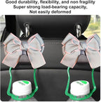 Mandark 2PCS Car Seat Headrest Hooks, Cute Bow Vehicle Hooks for Purses and Bags, Automotive Purse Hook Hanger Interior Decoration Accessories, Universal for SUV, Sedan, Truck (Gray Line)