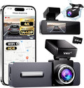 VNV 4K+2.5K Dash Cam Front and Rear, GalaxyCore Sensor, Free 64GB Card Included, Built-in WiFi App Control, Dash Camera for Cars with WDR Night Vision,170°Wide Angle, 24H Parking Mode, 2" IPS, S-V200