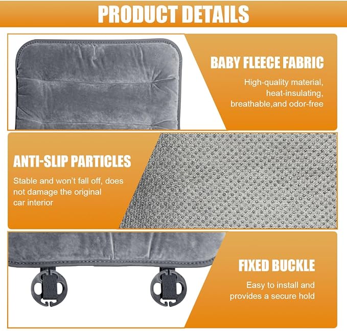Car Seat Cushion, Breathable Soft Auto Front Seats Protector Pad for Comfortable Driving, Warm Vehicle Interior Driver Seat Non-Slip Decorative Accessory for Most Cars(Gray)