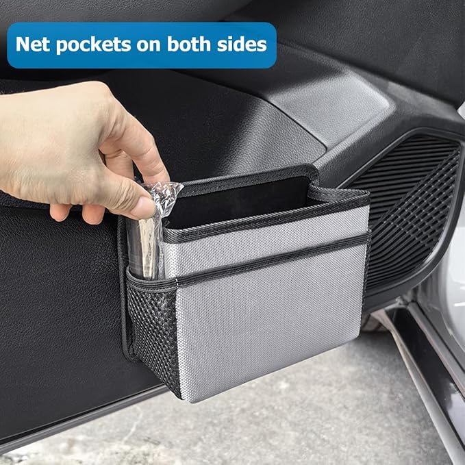 Mandark Car Trash Can, Foldable Mini Vehicle Trash Bin Garbage Organizer Holder, Waterproof Automotive Interior Hanging Dustbin Storage Bag Container Accessories, Universal for Most Cars (Black)