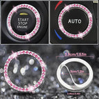 8 pcs Pink Bling Car Accessories Set for Women, Steering Wheel Cover, Sparkly Seat Belt Covers, Bling Gear Shift Cover, Universal Fit Most Cars (All Pink Diamond)