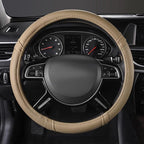 Classical Leather Automotive Universal Steering Wheel Covers,Universal Fit for Suvs,Trucks,Sedans,Cars,Vans,14.5-15inch Anti-Slip Safety Comfortable Desgin(Beige)