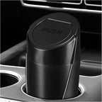 Car Trash Can Bin with Lid, Leakproof Portable Garbage Trash Bin Mini Cup Holder Organizer, Automotive Interior Dustbin Multipurpose Storage Container for Car Home Office (Black)