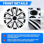 17 Inch Hubcaps Set of 4 Universal Wheel Rims Cover Hubcaps | Snap On Car Truck SUV Steel Wheels Hubcap and Durable ABS+PC Material (17-Inch-B, Black White)