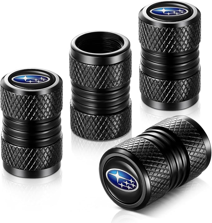 Tire Valve Stem Caps, Compatible with Subaru Series Stem Cap Universal Car Air Cover Car Accessories for Cars, SUV, Truck, Motorcycles 4pcs （Black）