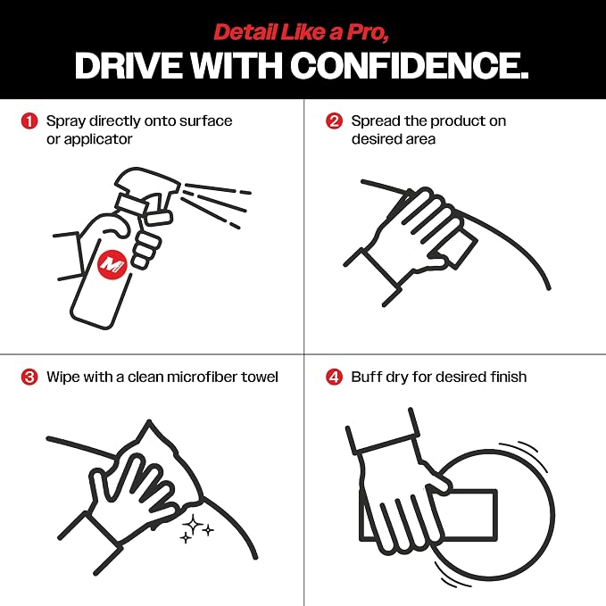 Malco Clean and Shine Interior Car Cleaner and Dressing - Best Interior Car Care to Restore Leather Plastic and Vinyl / 1 Simple Step To Clean, Condition, and Protect/Non-Glare Satin Finish (125901)