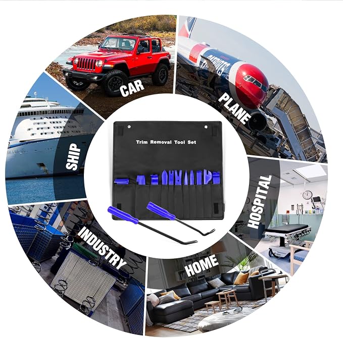 13PCS Nylon Trim Removal Tool Set for Bumper Fastener Rivet Clips Car Clip Panel Audio Video Dashboard Dismantle Blue