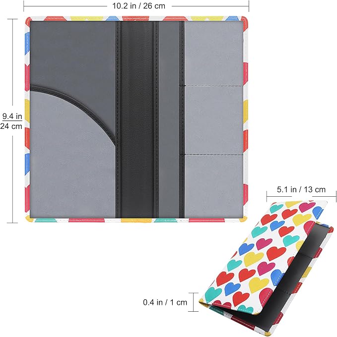 Premium Car Registration & Insurance Card Holder with Magnetic Shut, Vehicle Glove Box Car Organizer - For Documents, Cards, License (Heart symbol)