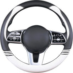 Cute Steering Wheel Cover for Women Men Leather Universal 15 inch,Black and White
