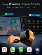 2026 Upgraded Wireless CarPlay Adapter for iPhone＆Android, Car Play Mini Wired to Wireless Adapter for CarPlay ＆Android Auto 2 in 1 Plug and Play Stable Connection