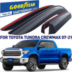 Goodyear Shatterproof Window Deflectors for Toyota Tundra 2007-2021 CrewMax, Tape-on Rain Guards, Window Visors, Vent Deflector Visor, Car Accessories, 4 pcs. - GY008625