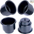 (Set of 4) Amarine-Made Black Recessed Drop in Plastic Cup Drink Can Holder with Drain for Boat Car Marine Rv - Black