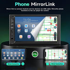 Car Stereo Double Din Radio with Bluetooth, Car Radio Touchscreen 7 Inch MP5 Player Car Stereo with Backup Camera Bluetooth, Mirror Link, FM/SWC/USB/SD/AUX, Car Audio Receivers with Subwoofer