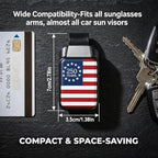 2 Pack Sunglasses Holder for Car, One-Handed-Operation Visor Sunglass Holder Clip, Easy Access Storage for Driving,Universal Fits (Black-250th Anniversary American Flag)