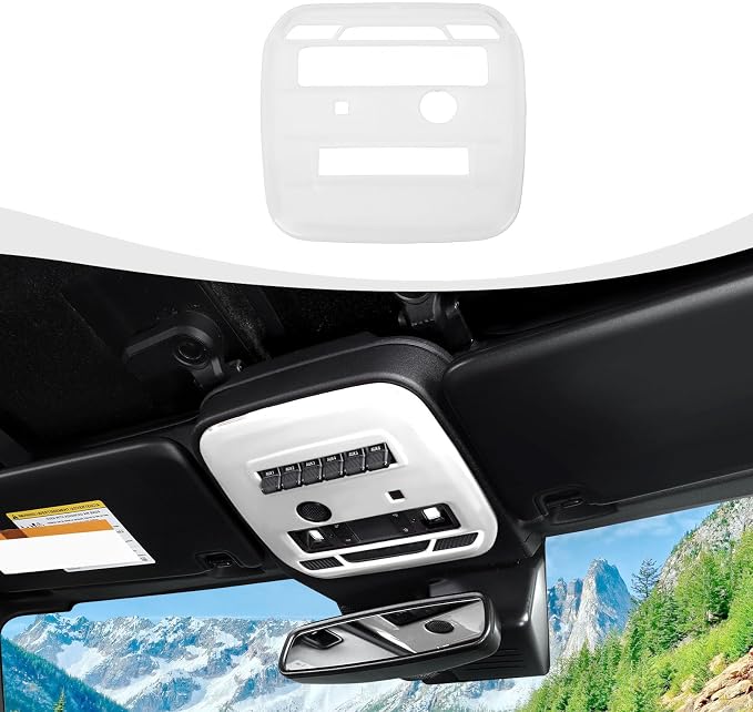 for Bronco Front Reading Light Panel Trim Cover Compatible with 2021-2025 Ford Bronco Interior Accessories 2-Door 4-Door, White (with AUX Switches)