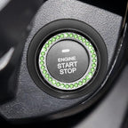 Bling Car Engine Start Ring Decals, 2PCS Crystal Rhinestone Vehicle Push Start Button Cover Sticker, Key Ignition Knob Ring, Sparkling Automotive Interior Accessories (Set Cyan)